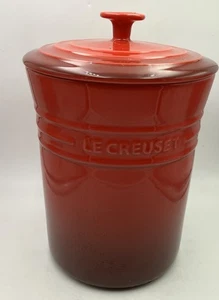 Le Creuset Cerise Red Stoneware Medium 3.5 Quart Canister Storage Jar with Lid - Picture 1 of 9