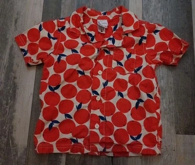 Hanna Andersson Tangerine Dream Print boys Button Front Shirt Rare 100cm/US 4 - Image 1 of 4