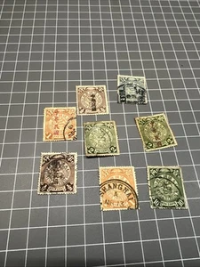 VINTAGE STAMP LOT IMPERIAL CHINA 1890 1900 CANCEL MARKS - Bild 1 von 5