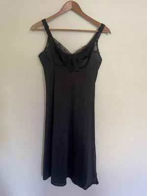 Black Lace Slip/Sleep Dress. Size XS/S. Vintage. Feminine. Romantic. Cute Goth. - Image 1 of 4