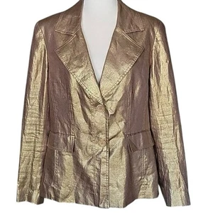 Doncaster Signature Linen Gold Women's Evening Blazer Size 8P - Picture 1 of 10