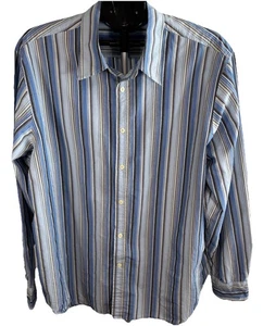 Guess Jeans Blue & Brown Striped Men's Button Down Shirt Size XXL - Picture 1 of 8