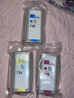 Ink Cartridge Replaces HP 728 Designjet Magenta Cyan Yellow - Image 1 of 3