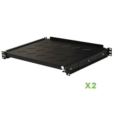 2 pack - Sliding Rack Vented Server Shelf 1U 19" 4 Post Rack Mount 13.75" Deep - Image 1 of 4