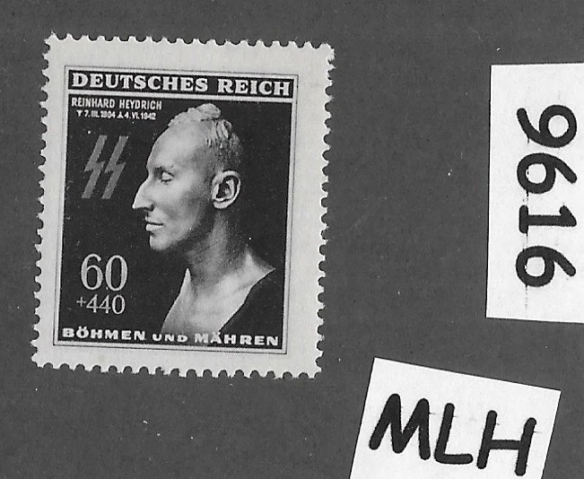 MLH stamp Sc B20 Reinhard Heydrich  Death mask  WWII  Czech occupation  #9616 - Image 1 of 1