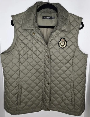 Lauren Ralph Lauren Cresta Parche Náutico Acolchado Ligero Chaleco Cremallera Verde a Presión XL Foto 1 de 4