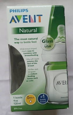 ONE Philips Avent Natural Glass Baby Bottle 4 oz SCF701/17 New - Image 1 of 4
