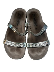 Mephisto Womens Sandals Size 36 Ivana Star Slides Rhinestone Silver - Picture 1 of 10