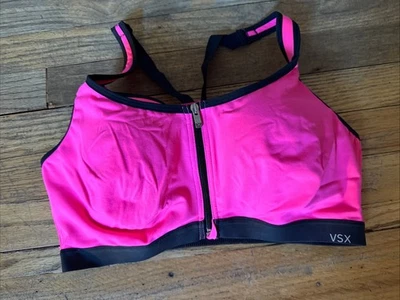 VSX Sports Victoria's Secret Sports Bra 38D Hot Pink Zip Front Underwire Padded - Image 1 of 3