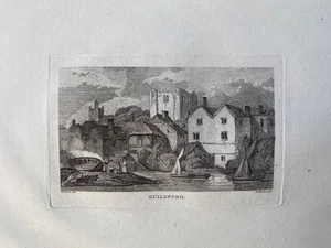 Impresión antigua de 1795; vista de Guildford, Surrey después de J.M.W. Turner - Imagen 1 de 2