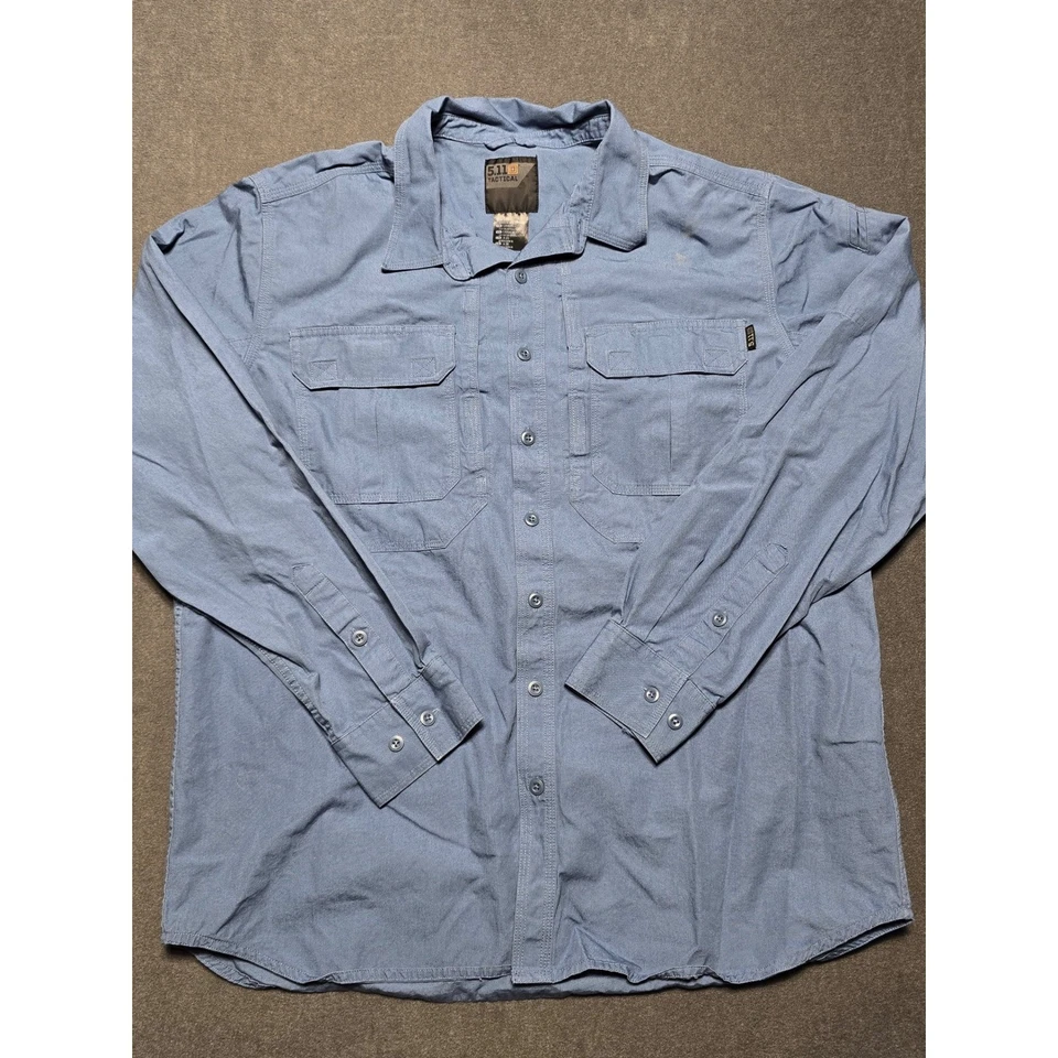 5.11 Tactical Mens Long Sleeve Shirt Blue Work Utility Button Up Large - Image 1 of 4