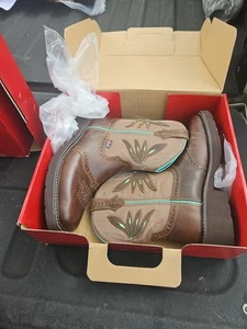 Stivali da cowboy Justin Boots Nettie ricamati traforati punta quadrata donna taglia 8,5 - Foto 1 di 3