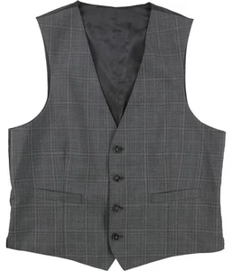 Calvin Klein Mens Windowpane Four Button Vest, Grey, 38 Regular - Picture 1 of 1
