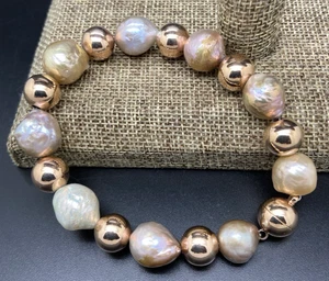 HONORA ZUCHT IRISIERENDE MING PERLE BRONZE MAGNET ARMBAND NEU IM ETUI - Bild 1 von 12