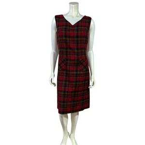 1950s Bonnie Heather Classics Red Tartan Plaid Wool Jumper Dress Sz 4-6 Scottish - Picture 1 of 11