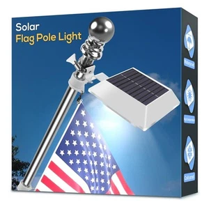 Solar Flag Pole Light, Bright White 6000k Flagpole Light Upgrade Solar Powere... - Picture 1 of 7
