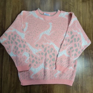 Suéter Tejido Animal Metálico De Colección Para Mujer Pequeño Años 80 Cottagecore Grannychic - Imagen 1 de 11