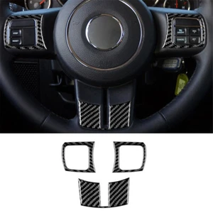 3X Steering Wheel Panel Trim Interior Carbon Fiber For Jeep Wrangler JK 2011-17 - Picture 1 of 11
