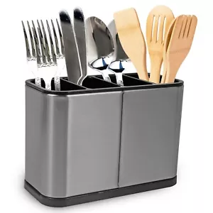Kitchen Utensils Caddy Stainless Steel Cutlery Holder Organizer Dishwasher Safe - Picture 1 of 21