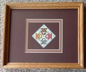 DOUBLE MATTED 8 X 10 BLOCK OF 4 UNUSED U.S.POSTAGE STAMPS FOR QUILTS, QUILTING - Picture 1 of 2
