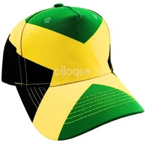 JAMAICA FLAG COLOURS / MOTIF BASEBALL CAP / HAT - SNAP BACK ADJUSTABLE - Picture 1 of 2