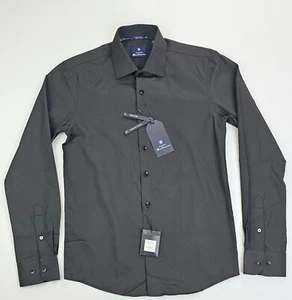 Ben Sherman Slim Fit Size 14-14.5 32/33 Small Black Diamond Dobbie L/S Shirt NWT - Picture 1 of 12