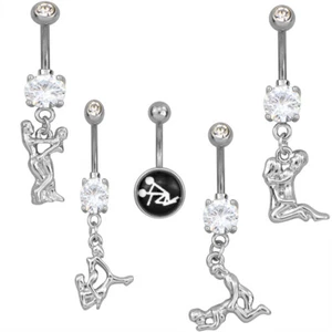5 - 14 Ga 3/8" Barbell Kama Sutra Sex Position Nasty Belly Button Dangle B625 - Picture 1 of 1