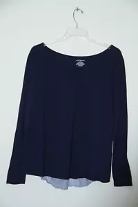 Lane Bryant Größe 22/24 blau mit blau & weiß gestreiftem Rücken Langarm Top - Bild 1 von 4