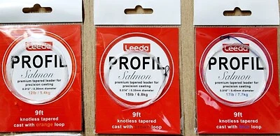 Leeda Profil Casts - Salmon - Fly Fishing Tapered Tippet Leader 9ft - Image 1 of 2