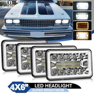 Faros LED de 4x6 pulgadas con halo de haz alto bajo para Chevy EI Camino 1982-1987 DOT Foto 1 de 4