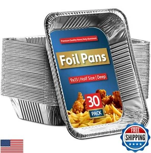 Munfix 30 Pack Aluminum Pans Disposable 9x13 Baking Pan Chafing Trays - Deep - Picture 1 of 5