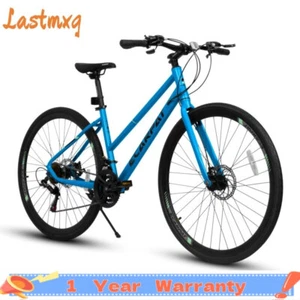 700C Road Hybrid Bike 21-Speed Bicycle Carbon Steel Dual-Disc Brakes for Adult - Picture 1 of 9