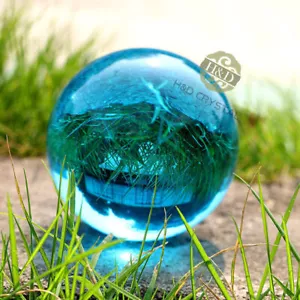 Sfera sfera guarigione cristallo magico quarzo naturale raro asiatico blu mare 80 mm + supporto - Foto 1 di 6