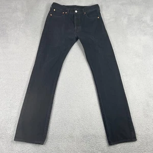 Levis 501 Jeans Mens 34x36 Black Denim Button Fly Dark Wash Straight Leg - Picture 1 of 13