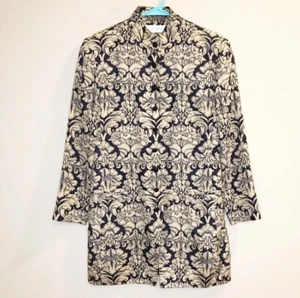 Dana Buchman Exquisite Silk Romantic Floral Damask Long Jacket Coat Size 4 - Picture 1 of 12