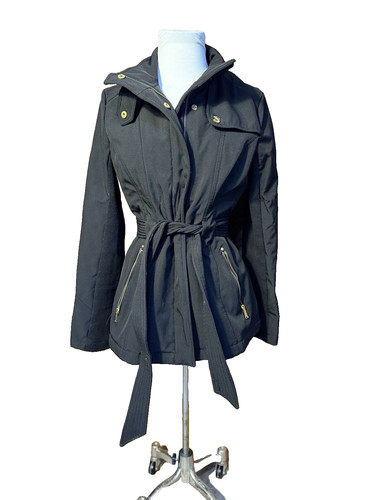 Cappotto donna Michael Kors full zip cintura S pile foderato zip tasche nero