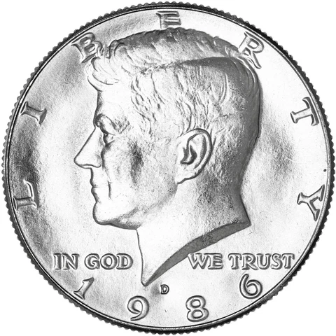 1986 D Kennedy Half Dollar CN-Clad Gem BU US Coin Cover
