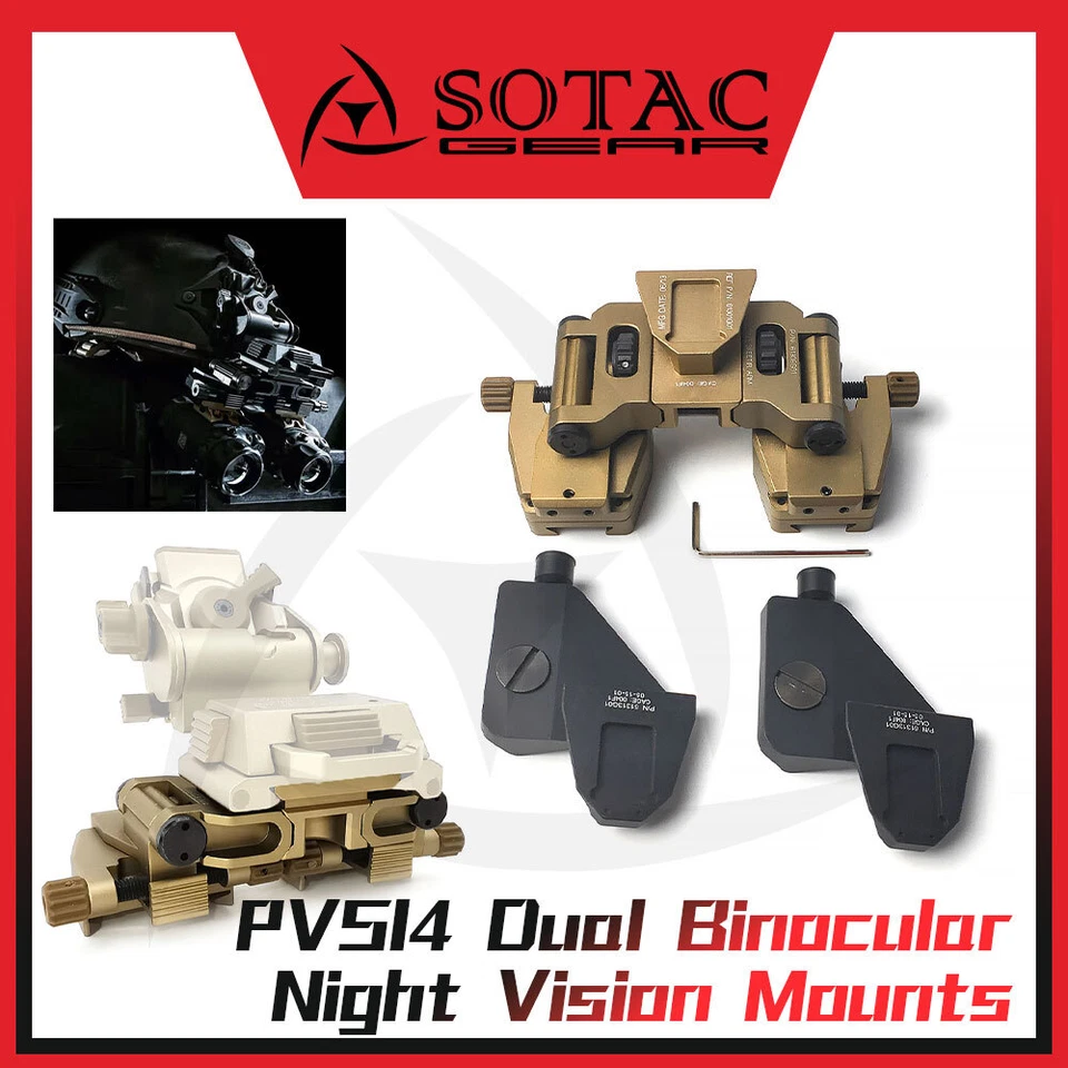 SOTAC GEAR CNC Machined Dual Binocular Bridge NVG Mount + AN/PVS-14 J Arm Dovetail Adapter