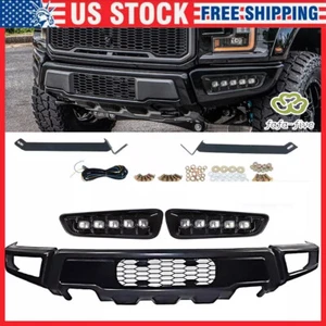 Raptor Style Black Steel Front Bumper Assembly For 2018-2020 F-150 w/Fog Lights - Picture 1 of 11
