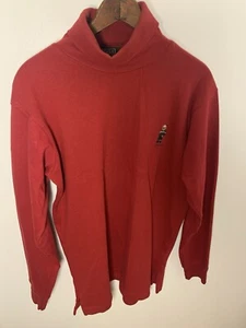 Men’s Ralph Lauren Polo Turtleneck Bear Sweater - 100% Wool - Red - Size Medium - Picture 1 of 8