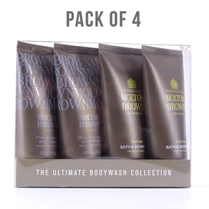 4x50ml Molton Brown Bushukan Bath & Shower Gel & White Sandalwood Body Wash Pack - Picture 1 of 12