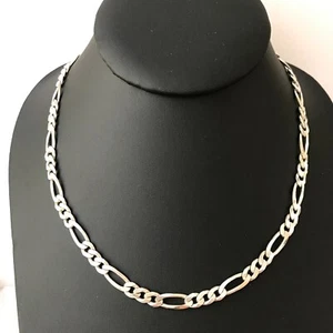 925 Italy Sterling Silver Figaro Chain Link Necklace 20" - Picture 1 of 3
