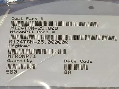 (5pcs) M124TCN25.000 Mtron Oscillator 5.0V +/-50ppm Leadless - Image 1 of 2