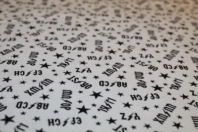 {Rock & Roll} ABC ACDC Fabric FAT QUARTER 18" x 22" COTTON Rocker COOL New Baby - Image 1 of 4