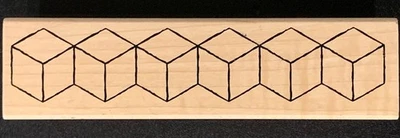 Sello de goma con borde de cubos isométricos 3D ilusión óptica Club Scrap Foto 1 de 4