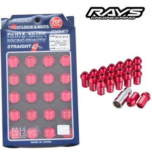 RAYS DURA-Lock&Lug Nut STRAIGHT L42 5H 20PC M14X1.5 RD (Red) 19HEX 74020001017RD - Picture 1 of 4