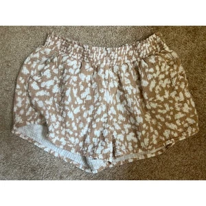 Pantalones cortos informales de gasa blancos y tostados para mujer talla XL - Imagen 1 de 3