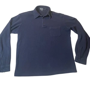 Vintage Polo by Ralph Lauren Poloshirt Herren L Blau Baumwolle Langarm Tasche - Bild 1 von 7