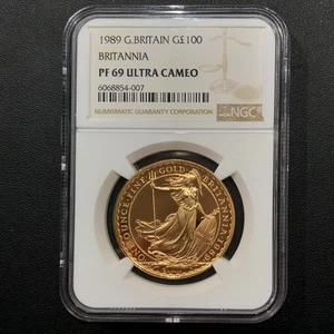1989 G.BRITAIN BRITANNIA G100P PF 69 Ultra Cameo Gold Coin B1582 - Picture 1 of 8