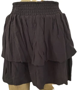 Black Rayon Ruffle Flounce Mini Skirt Size Small - Picture 1 of 4